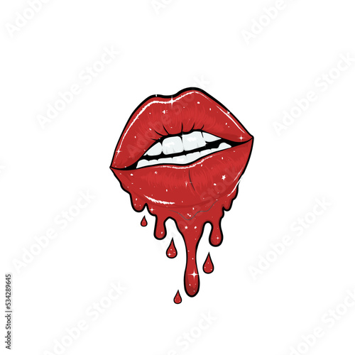 red lips isolated on white background