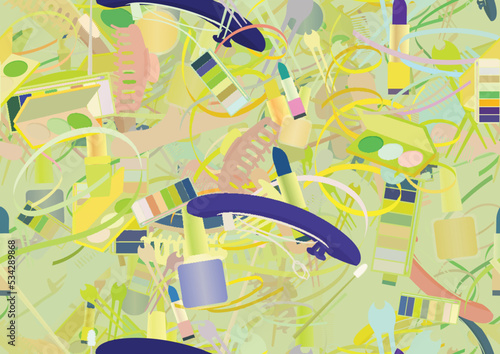 Background pattern abstract seamless design texture. Theme is about ointment, toiletry, maquillage, claw, striped fabric