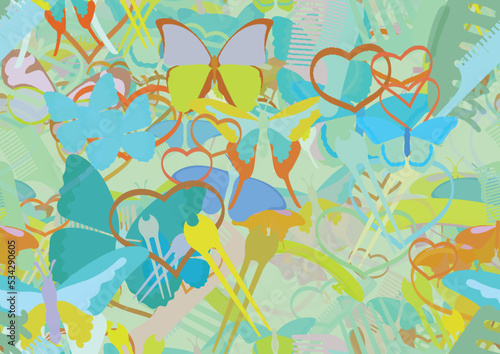 Background pattern abstract seamless design texture. Theme is about colorful, spring, decoration, barrette