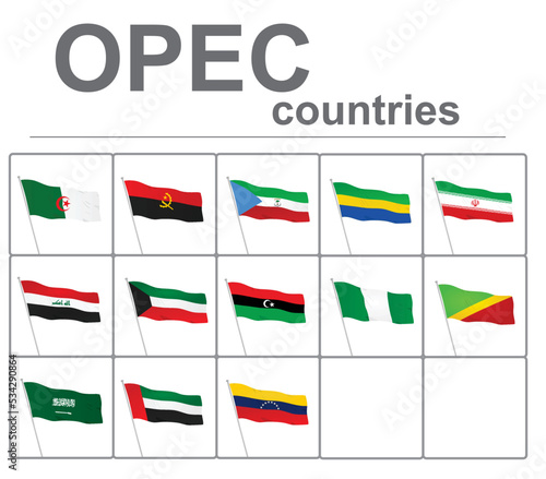 OPEC countries flags. vector illustration