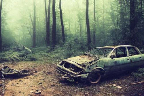 Old abandoned wrecked vehicles