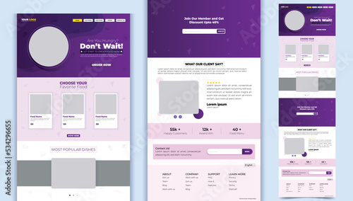 Creative food landing page web template