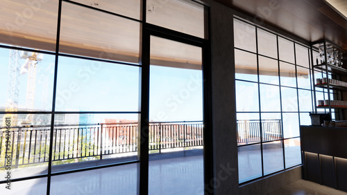 Window mirror for logo mockup cafe luxury theme indoor door minimalist place glass outdoor