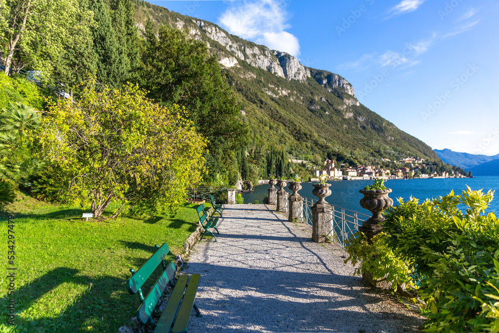 Beautiful historic embankment in Varenna on Lake Como