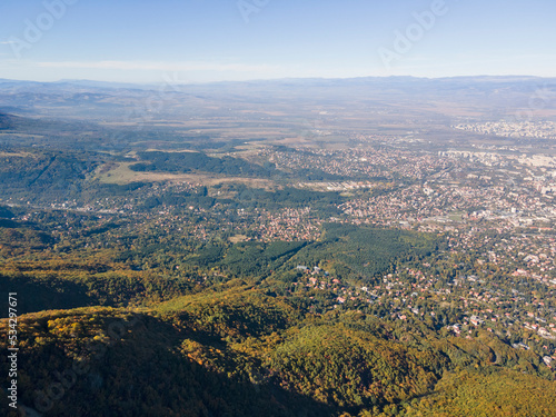 Aerial Autumn panorama of Vitosha Mountain, Bulgaria © Stoyan Haytov