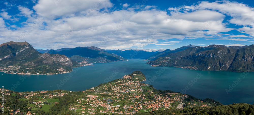 Aerial panorama of Bellagio and Lake Como