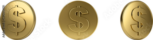 Set of gold coins with dollar sign
