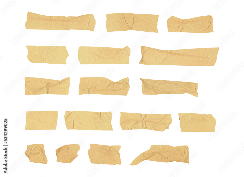 Set of masking tapes on transparent background, extracted