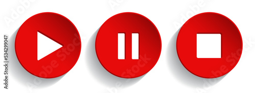 Play, pause and stop buttons