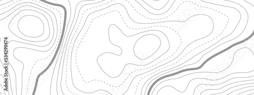 Black and white wave abstract topographic map contour, lines Pattern background. Topographic map and landscape terrain texture grid. Wavy banner and color geometric form. Vector illustration.