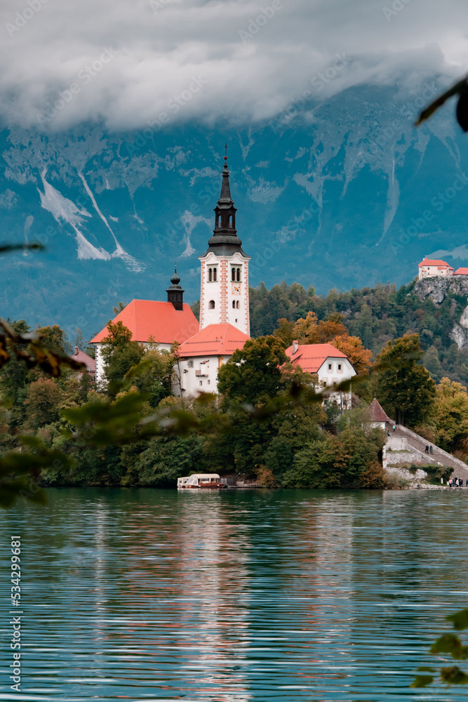 Lake Bled Slovenia autumn panoramic view