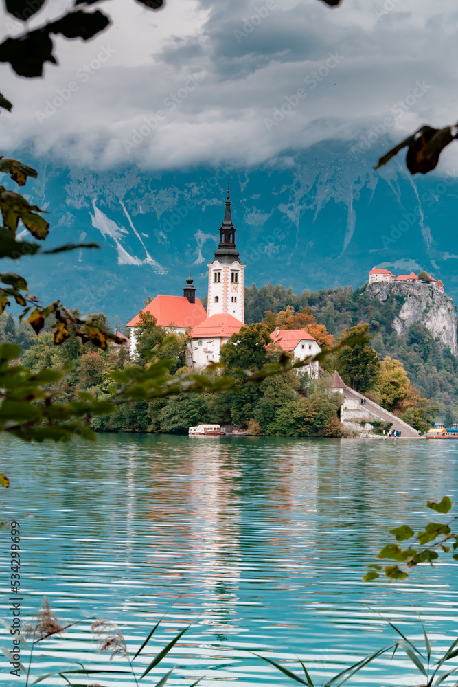 Lake Bled Slovenia autumn panoramic view