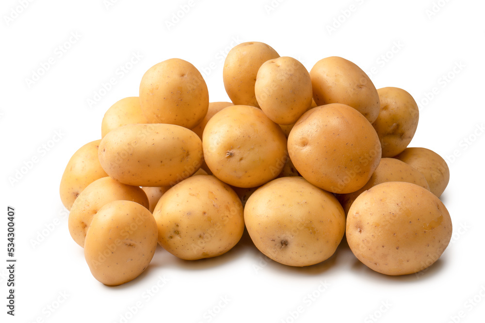 A group of fresh tasty potato isolated on white background. A group of fresh tasty potato isolated on white background.