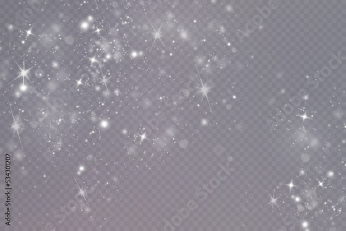 Realistic falling snow.Christmas background.Isolated on transparent background.