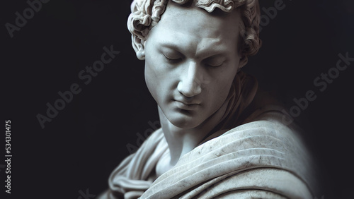 Illustration of a Renaissance marble statue of Morpheus. He is the God of dreams and sleeps in Greek and Roman mythology.