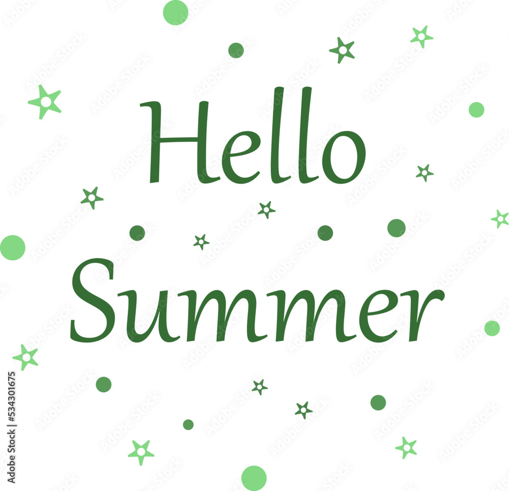 Fototapeta premium Lettering hello summer, vector. Green inscription on a white background.