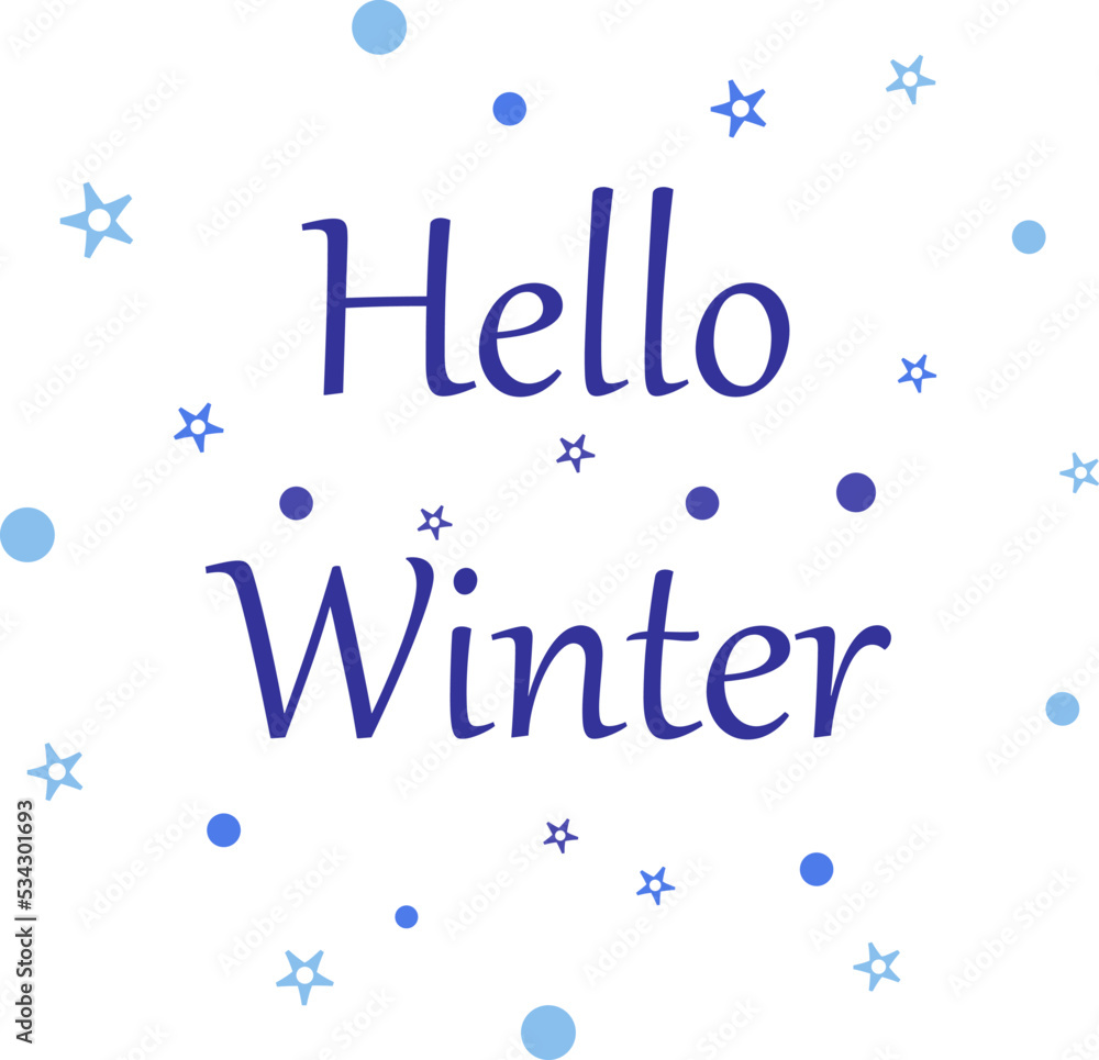 Lettering hello winter, vector. The inscription is blue on a white background. Lettering hello winter, vector. The inscription is blue on a white background.