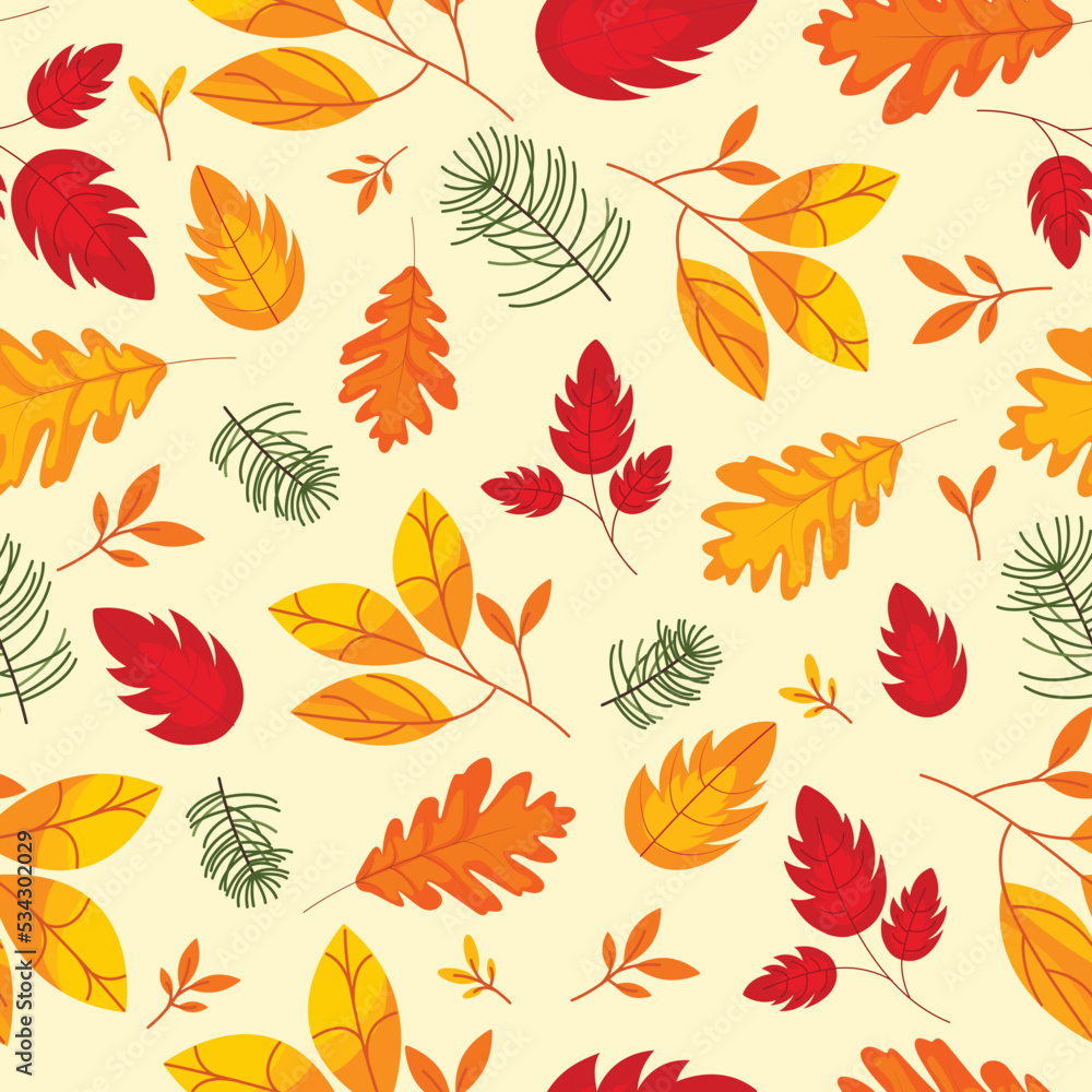 Fall pattern with trendy color seasonal leaves