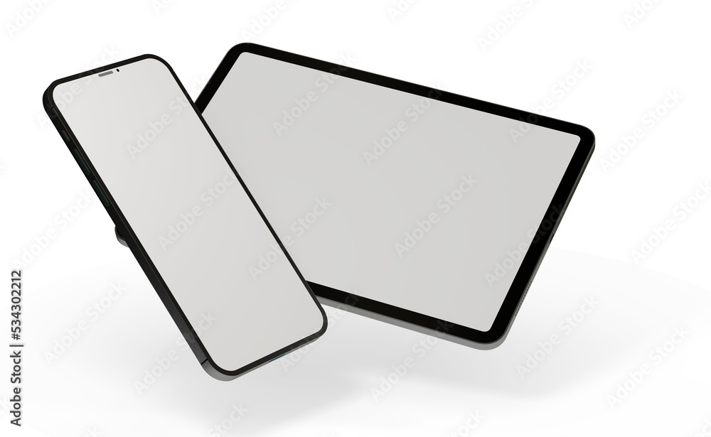 Photo Black tablet computer and smartphone with blank 3d Photo Black tablet computer and smartphone with blank 3d