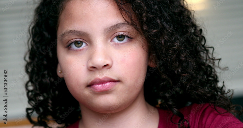 Brazilian mix race little girl child portrait face