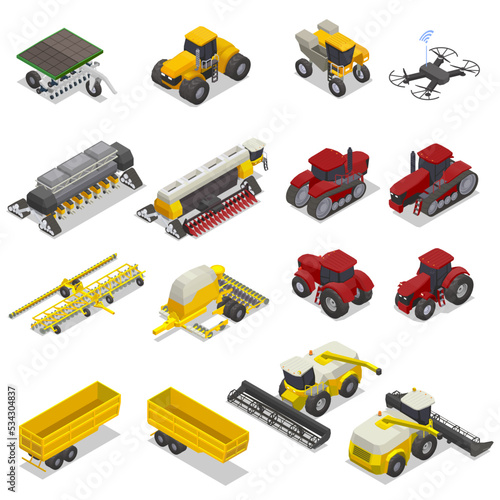 Agricultural Machinery Icon Set