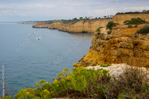 Carvoeiro cliffs on the coast of Algarve, in Portugal