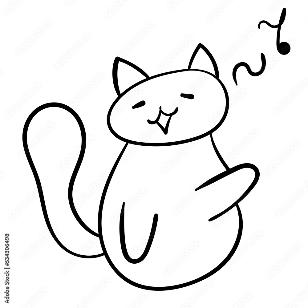 Cute doodle cat sing. Animal pet icon. black line art on white background. Cute doodle cat sing. Animal pet icon. black line art on white background.