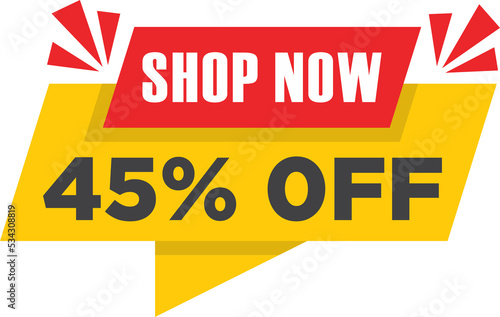 Sale vector banner template shop now special offer 45% limited time only.