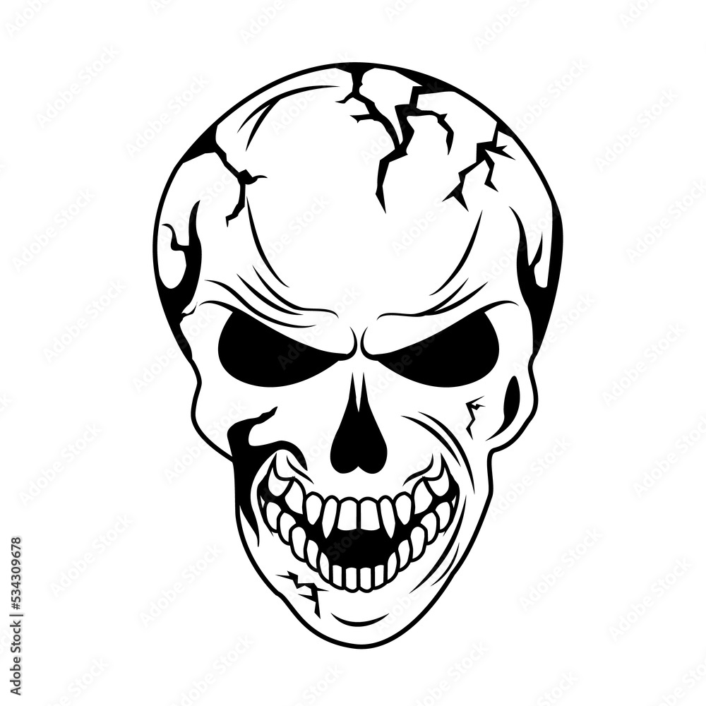 Human skull. Eyes, lips and cracks in the bones of the skull. Halloween. Elements for design. Human skull. Eyes, lips and cracks in the bones of the skull. Halloween. Elements for design.