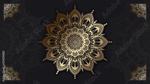 Luxury ethnic mandala background with shiny multiple color effects