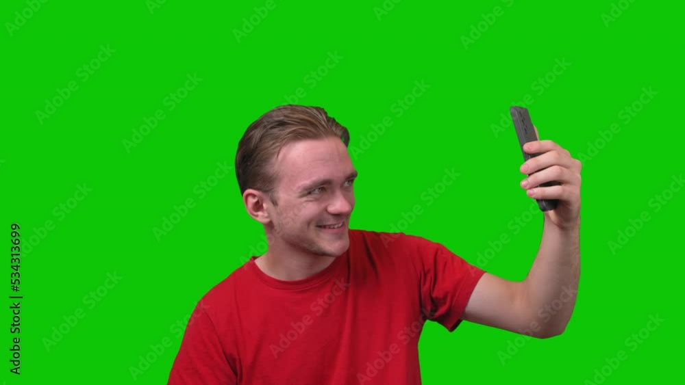 Irresistible Man Talking A Video Call The Phone Green Screen Concept Irresistible Man Talking A Video Call The Phone Green Screen Concept
