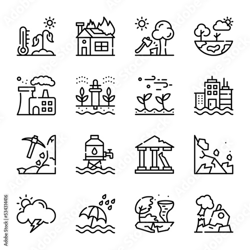 Pack of Disasters Line Icons 
