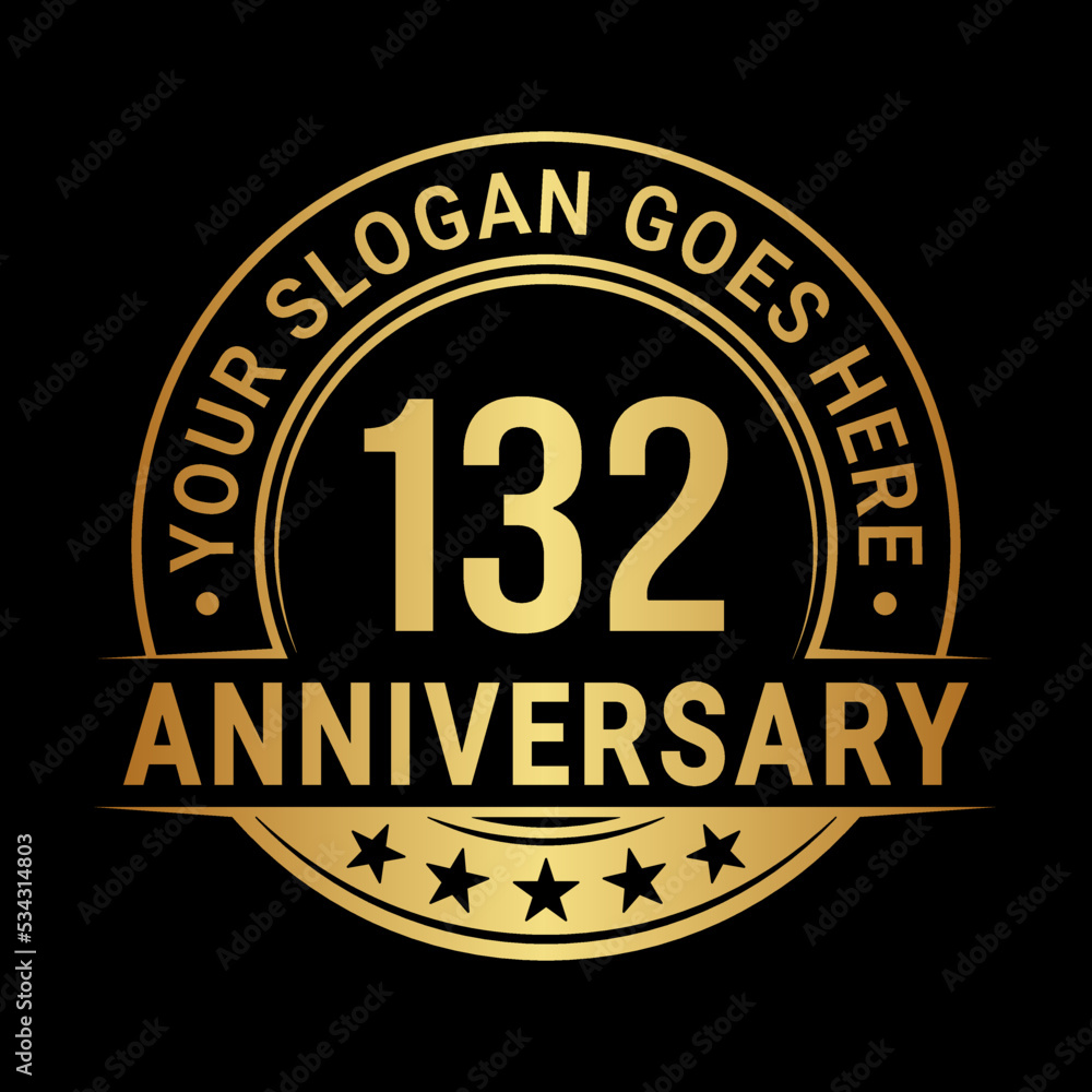 132 years anniversary logo design template. Vector illustration
