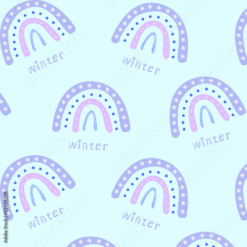 Seamless pattern with winter rainbow. Merry Christmas decorative concept. Fashion print clothes apparel greeting invitation card cover flyer poster banner.Vector illustration