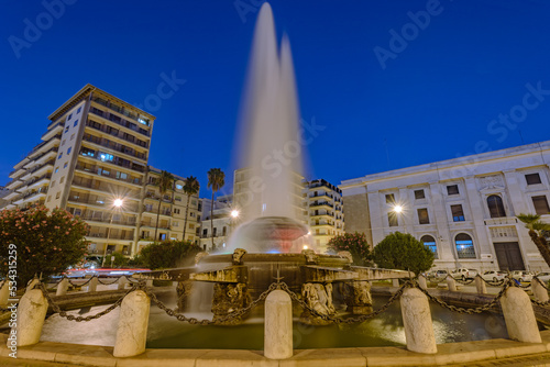 The Funtain in the Middle of the Ebalia Square in the Town of Taranto, in the South of Italy