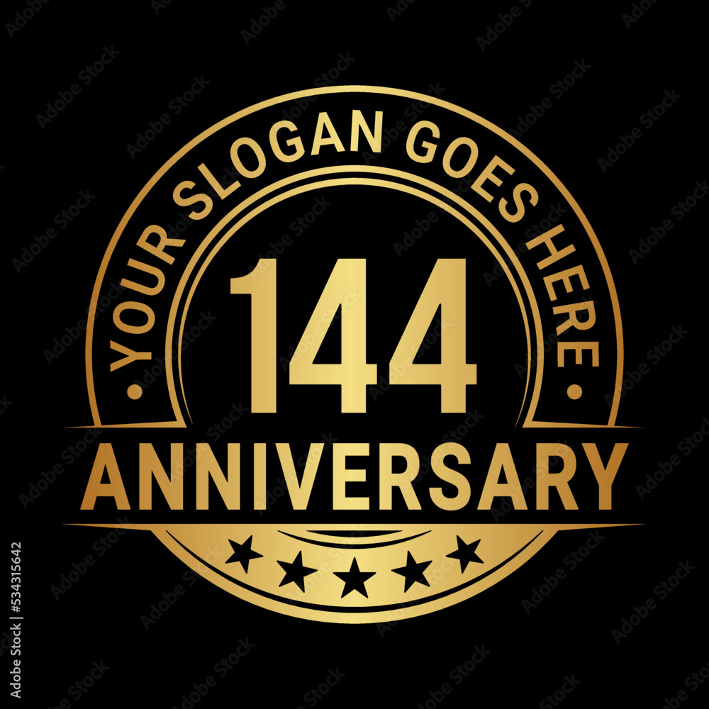 144 years anniversary logo design template. Vector illustration