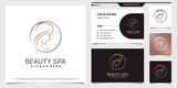 Beauty spa logo design for woman salon with creative element and business card template
