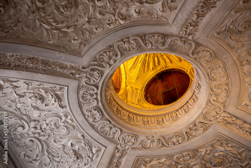 Close Up of the Decorated Ceiling of a part of the Basilic of Saint Clemens in Rome photo