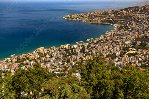 Fototapeta Naklejka Na Ścianę i Meble -  Lebanon. Jounieh. View of city and Jounieh Bay from Harrisa
