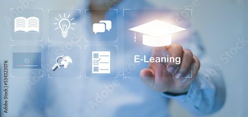 webinar online, education on internet, e-learning concept, video tutorial.