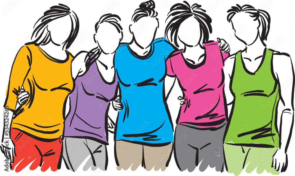 Women Friends Together Having Fun Friendship Concept Vector women-friends-together-having-fun-friendship-concept-vector