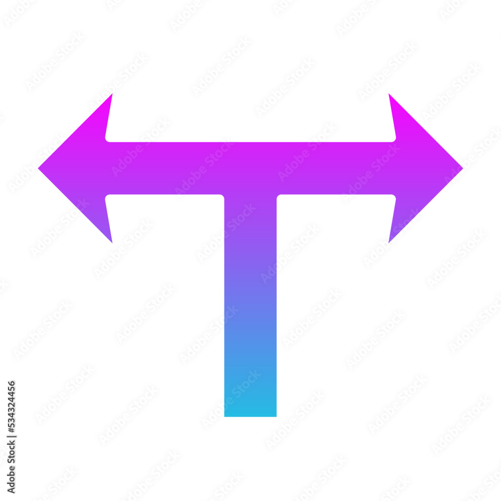T Junction Glyph Gradient Icon T Junction Glyph Gradient Icon