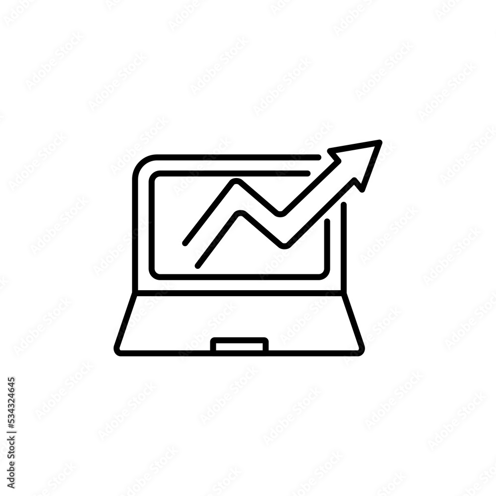 Laptop with graph icon eps 10 in white backgraund Laptop with graph icon eps 10 in white backgraund