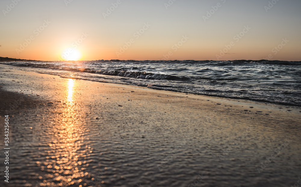 custom made wallpaper toronto digitalEvening coast of the Black Sea with warm sunset lighting, sea surf waves in the evening