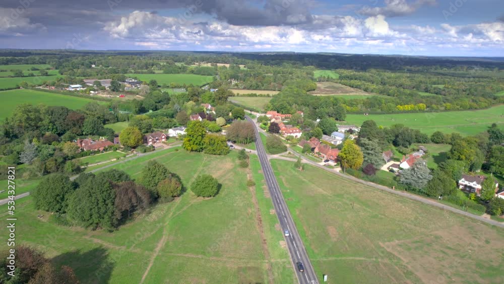 Amazing aerial view of Sonning Common, Chiltern Hills in South