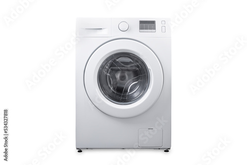 White washing machine on a white isolated background