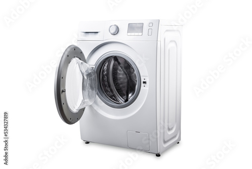 White washing machine on a white isolated background
