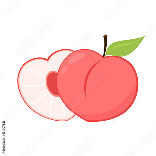 Peach vector. Peach heart vector. Peach on white background. Peach logo design.