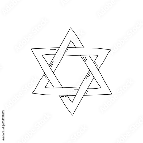Doodle style Star of David Jewish religious symbol