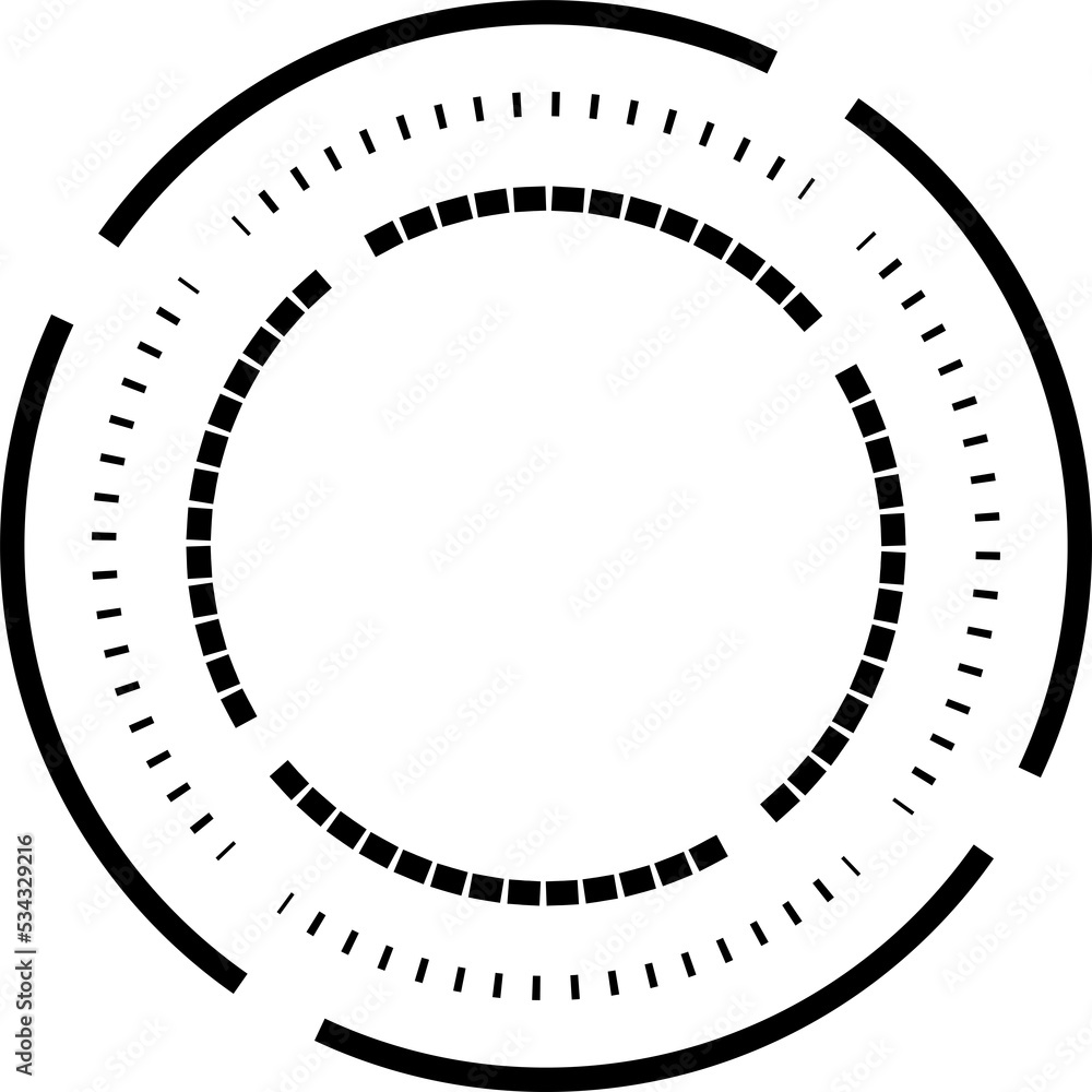 Black outlined circle, round HUD element. Isolated png illustration, transparent background. Asset for overlay, montage, collage. Business, tech concept. Black outlined circle, round HUD element. Isolated png illustration, transparent background. Asset for overlay, montage, collage. Business, tech concept.